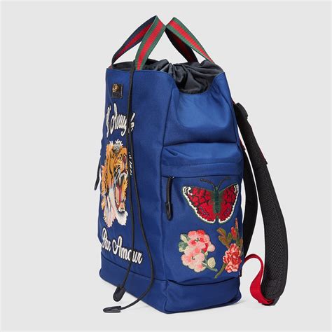 gucci embroidered drawstring backpack